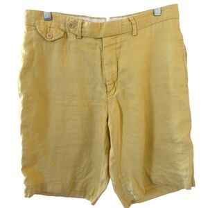 Polo Ralph Lauren Mens 100% Linen Shorts Chino Size 31 Yellow Beach Tropical